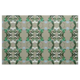 Tissu Fleur artistique en Motif bleu, vert et gris