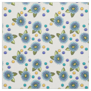 Tissu Fleur bleu pâle