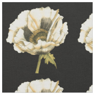 Tissu Fleur crème de pavot sur l'arrière - plan noir