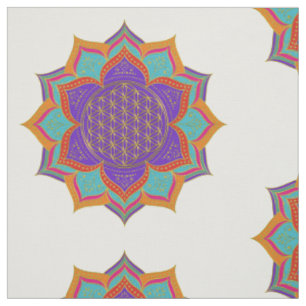 Tissu Fleur de la vie - LOTUS ornemente l'or I