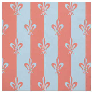 Tissu Fleur de Lis Bleu clair et Terre Cotta