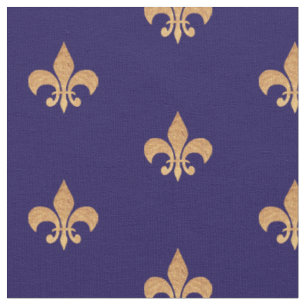 Tissu Fleur De Lis Blue Gold . motif vintage royal