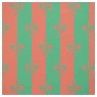 Tissu Fleur de Lis Mer Vert et Cuivre