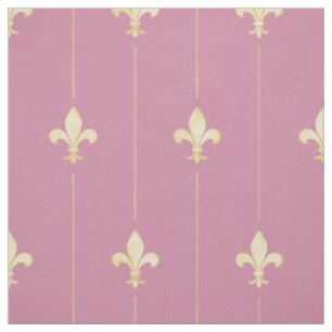 Tissu Fleur-de-Lis or rose (moyenne échelle)