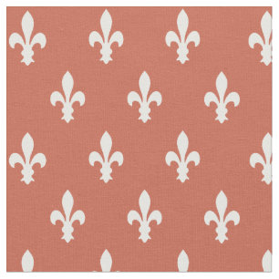 Tissu Fleur de Lys victorienne en corail foncé
