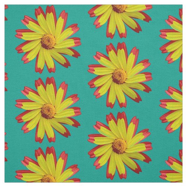 Tissu Fleur de marguerite moderne rétro (Échantillon)