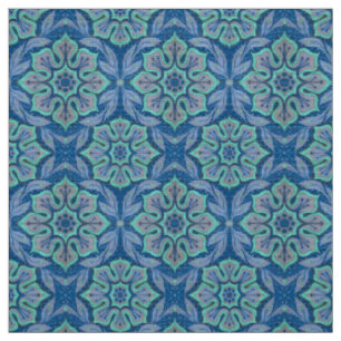 Tissu Fleur de neige, motif floral bleu & fleur de neige