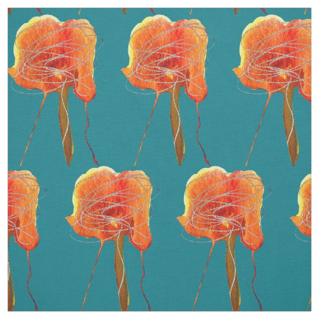 Tissu Fleur florale gribouillante Abstraite art moderne (Échantillon)