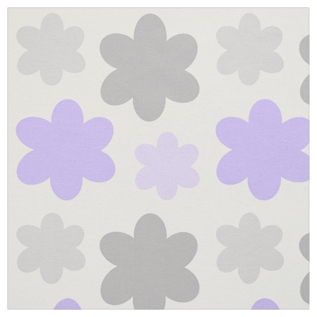 Tissu Fleur florale violette gris lavande (Échantillon)