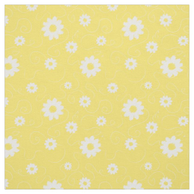 Tissu Fleur marguerite jaune blanc Motif d'été (Échantillon)
