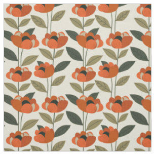 Tissu Fleur rétro orange botanique gras floral vintage 7