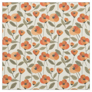 Tissu Fleur rétro orange botanique gras floral vintage 7