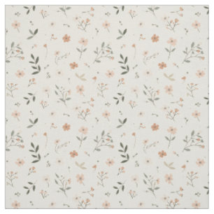 Tissu Fleur sauvage rose pâle vintage bohème 70s florale