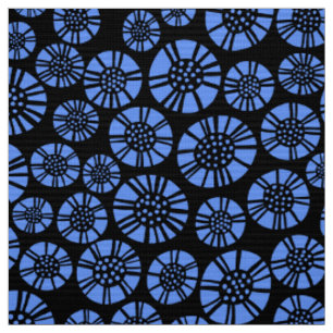 Tissu Fleurs Abstraites 031023 - Bleu bébé sur noir
