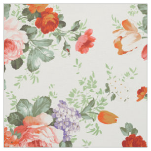 Tissu Fleurs colorées Motif Arrière - plan blanc