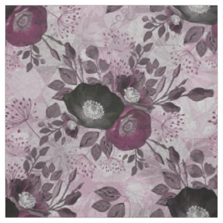 Tissu Fleurs d'aquarelle bordeaux.