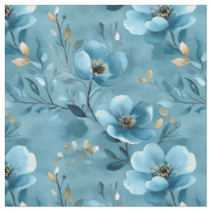 Tissu Fleurs d'aquarelle gris bleu