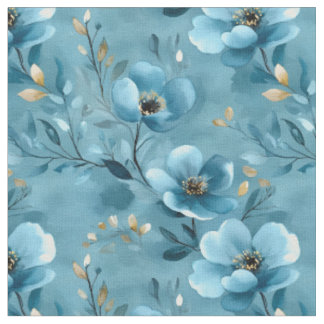 Tissu Fleurs d'aquarelle gris bleu
