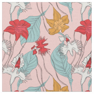 Tissu Fleurs de feuilles d'orchidée