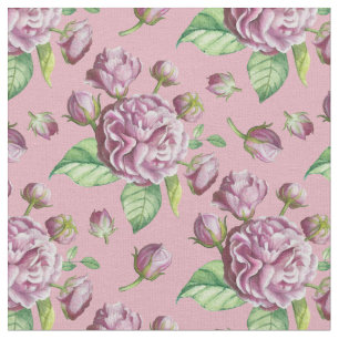 Tissu Fleurs de Jardin de Camélias Roses