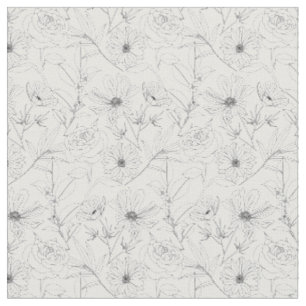 Tissu fleurs de jardin design noir