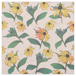 Tissu Fleurs de marguerite dorées