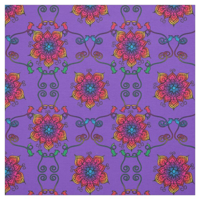 Tissu Fleurs de passion violette | Style Boho (Échantillon)