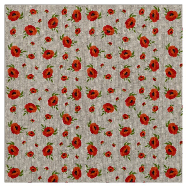 Tissu Fleurs de pavot (Échantillon)