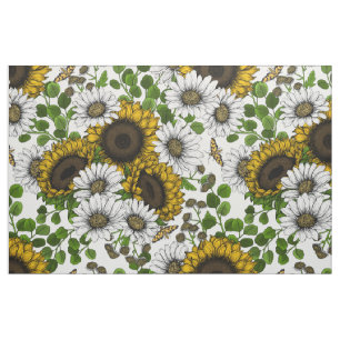 Tissu Fleurs de soleil et marguerites, jardin d'été 3