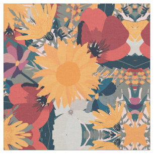 Tissu Fleurs de soleil modernes Floral Automne Couleurs