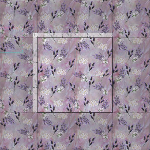 Tissu Fleurs de Tuberose et de Lavande sur pétales Roses