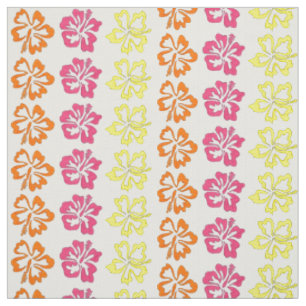 Tissu Fleurs d'Hibiscus Hawaiiens Pink Tropical