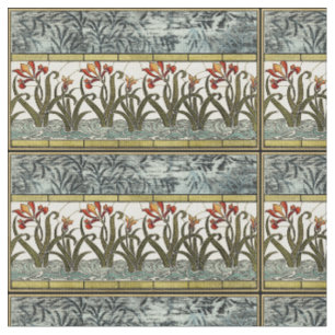 Tissu Fleurs en verre souillé avec la frontière bronzage