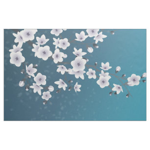 Tissu Fleurs florales de cerisier bleu foncé