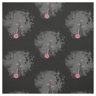 Tissu Fleurs roses sur le gris et le noir affligés