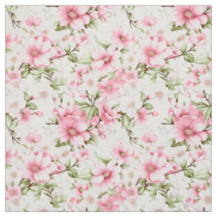 Tissu Fleurs rougissantes : une symphonie de fleurs rose