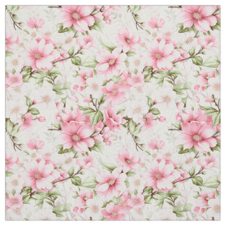 Tissu Fleurs rougissantes : une symphonie de fleurs rose