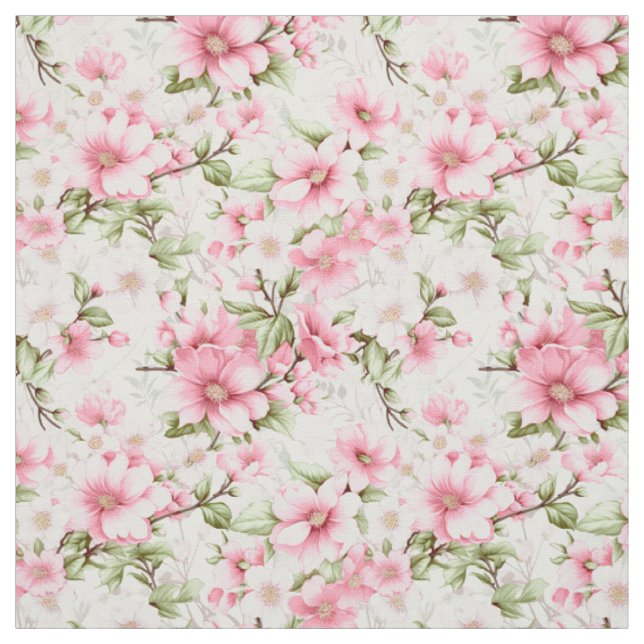 Tissu Fleurs rougissantes : une symphonie de fleurs rose (Échantillon)