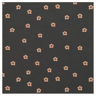 Tissu Fleurs souriantes d'Halloween orange sur fond noir