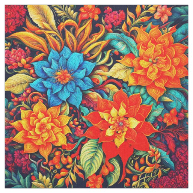 Tissu Fleurs tropicales dynamiques (Échantillon)