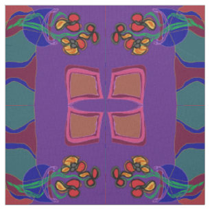 Tissu Fleurs violet/ vert /orange /jaune>Tissu