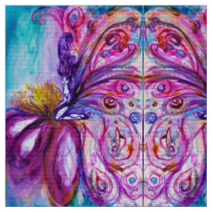 TISSU FLEUVE MORTE BLANCHE, AILES PURPLES ROSE BLEUE
