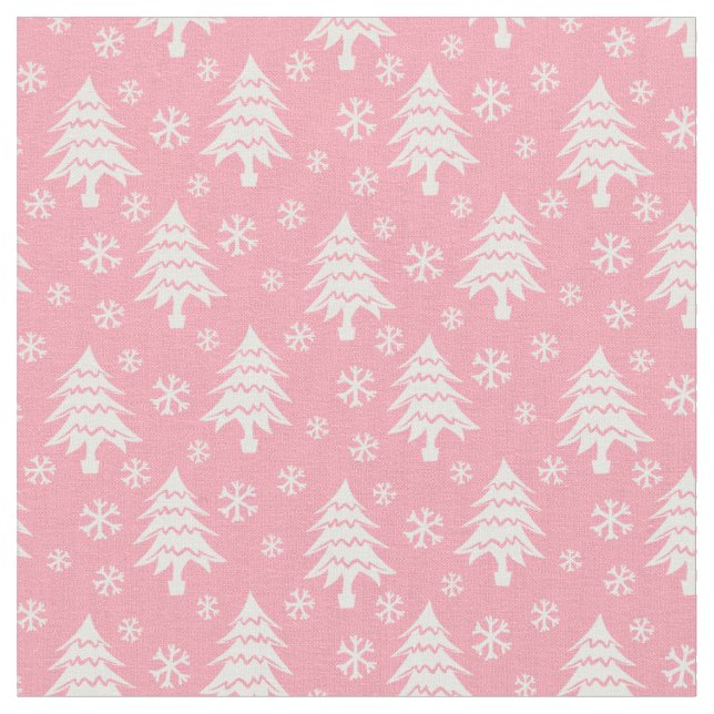 Tissu Flocon de neige blanc rose blanc de Noël blanc (Fermer)