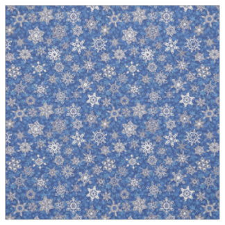 Tissu flocons de neige sur saphir bleu tempête arrière -