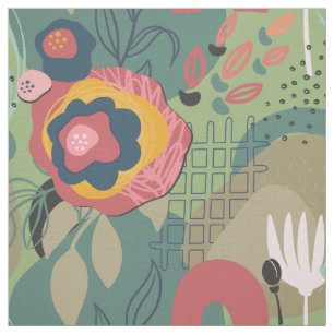 Tissu Floral Abstrait vert