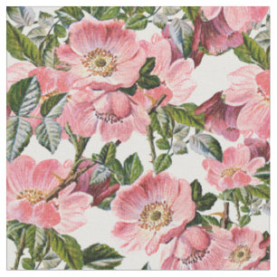 Tissu Floral de Bohème de corail de rose vintage de ver