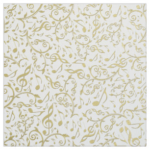 Tissu floral de motif de notes et de clefs de