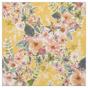 Tissu Floral jaune d'or de JARDIN d'AMELIA JANE