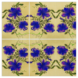 Tissu Floral pourpre et jaune