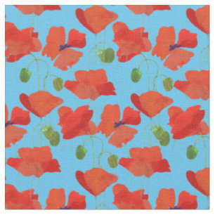 Tissu floral rouge fait sur commande de bleu de